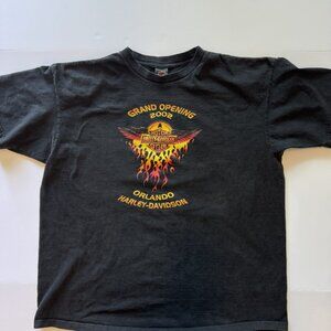 Vintage Y2K Harley Davidson 2002 Orlando FL Bike Week Flames 2XL Black Shirt